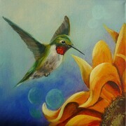 Hummingbird and Sunflower